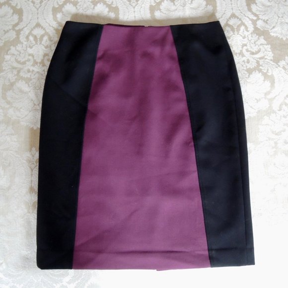 Halogen Purple & Black Color Block Pencil Skirt 6 *fits M - Picture 3 of 9